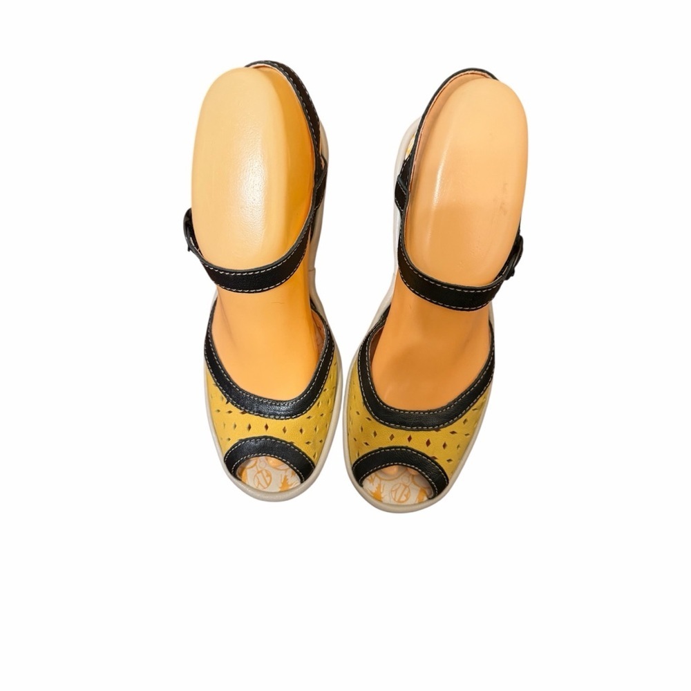 Fly London Yellow and Black Wedges sandals - Picture 3 of 5